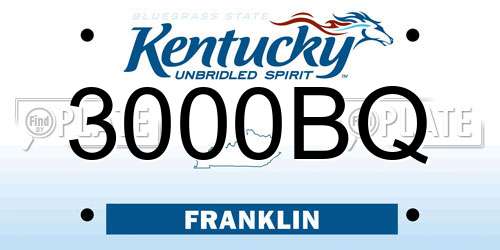 3000BQ Kentucky License Plate