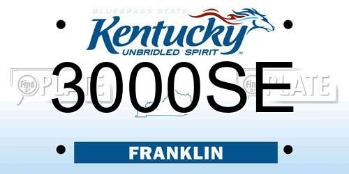 3000SE Kentucky License Plate