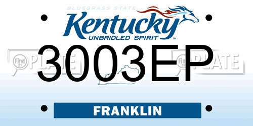 3003EP Kentucky License Plate