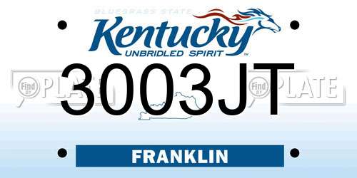 3003JT Kentucky License Plate