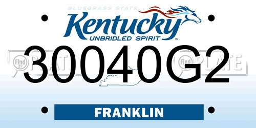 30040G2 Kentucky License Plate