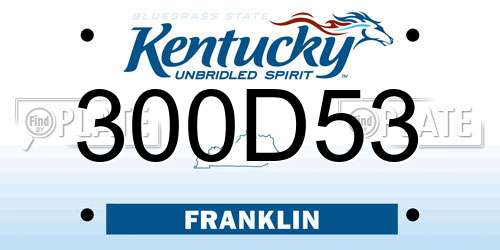 300D53 Kentucky License Plate