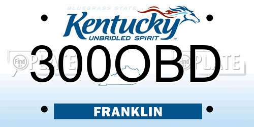 300OBD Kentucky License Plate
