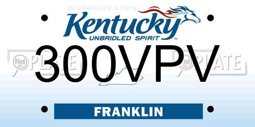 300VPV Kentucky License Plate