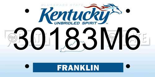 30183M6 Kentucky License Plate