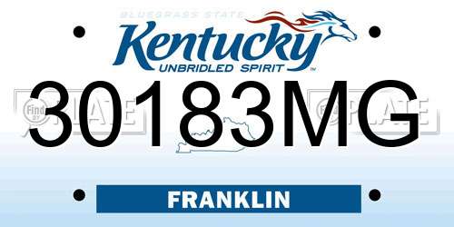 30183MG Kentucky License Plate
