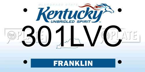 301LVC Kentucky License Plate
