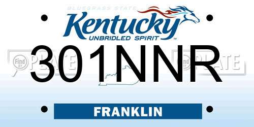 301NNR Kentucky License Plate