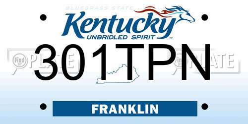 301TPN Kentucky License Plate