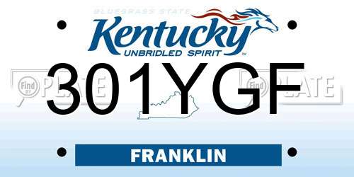 301YGF Kentucky License Plate