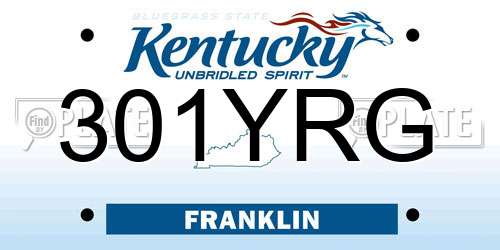 301YRG Kentucky License Plate