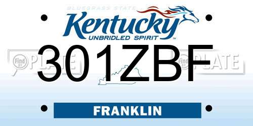 301ZBF Kentucky License Plate