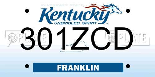 301ZCD Kentucky License Plate