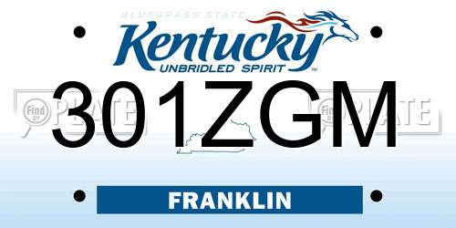 301ZGM Kentucky License Plate