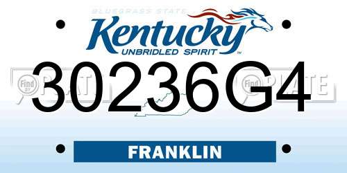 30236G4 Kentucky License Plate