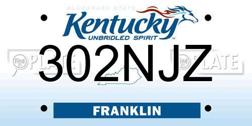 302NJZ Kentucky License Plate