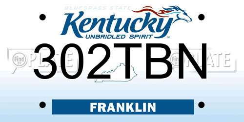 302TBN Kentucky License Plate