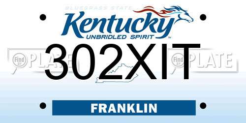 302XIT Kentucky License Plate