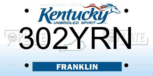 302YRN Kentucky License Plate