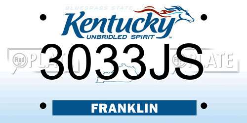 3033JS Kentucky License Plate