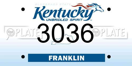 3036 Kentucky License Plate