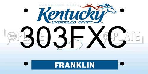 303FXC Kentucky License Plate