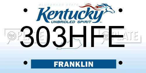 303HFE Kentucky License Plate