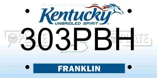 303PBH Kentucky License Plate
