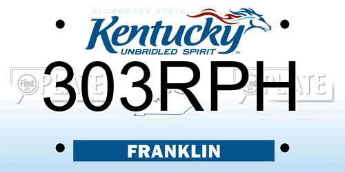 303RPH Kentucky License Plate