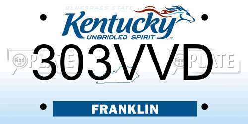 303VVD Kentucky License Plate