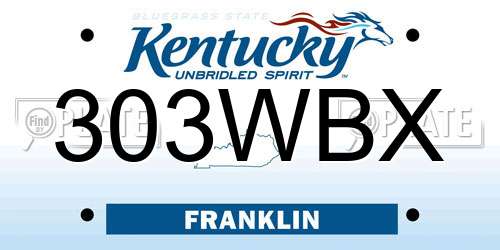 303WBX Kentucky License Plate