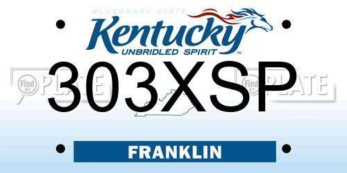 303XSP Kentucky License Plate