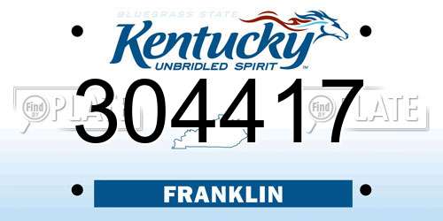 304417 Kentucky License Plate