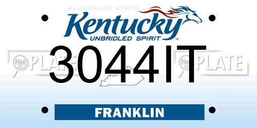 3044IT Kentucky License Plate