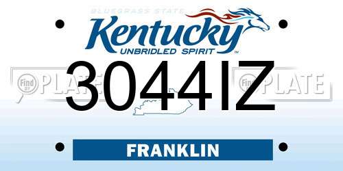 3044IZ Kentucky License Plate