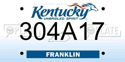 304A17 Kentucky License Plate