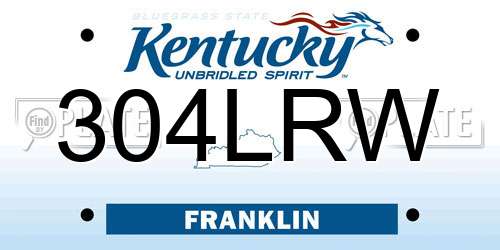 304LRW Kentucky License Plate
