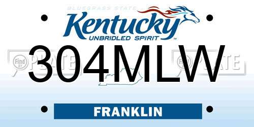 304MLW Kentucky License Plate