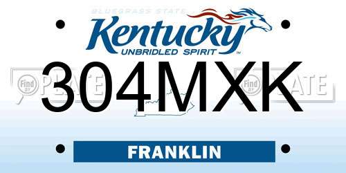 304MXK Kentucky License Plate