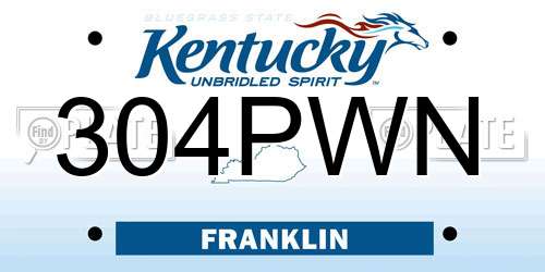 304PWN Kentucky License Plate