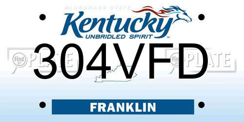 304VFD Kentucky License Plate