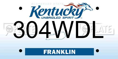 304WDL Kentucky License Plate