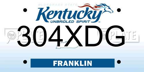 304XDG Kentucky License Plate