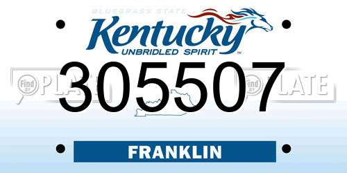 305507 Kentucky License Plate