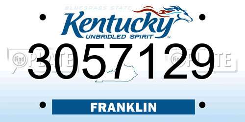 3057129 Kentucky License Plate