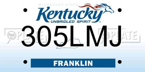 305LMJ Kentucky License Plate