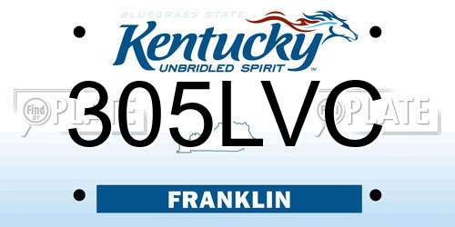 305LVC Kentucky License Plate