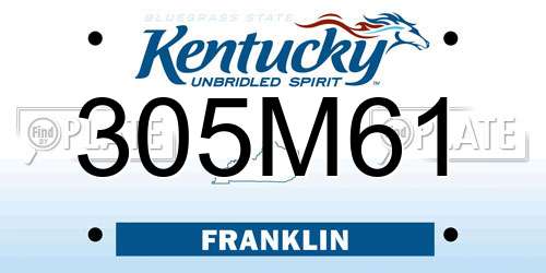 305M61 Kentucky License Plate