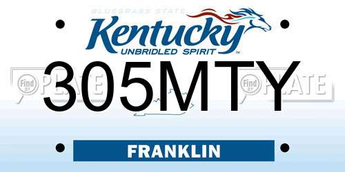 305MTY Kentucky License Plate