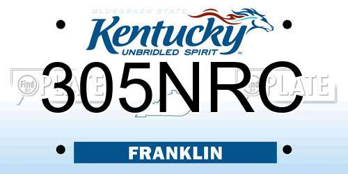 305NRC Kentucky License Plate